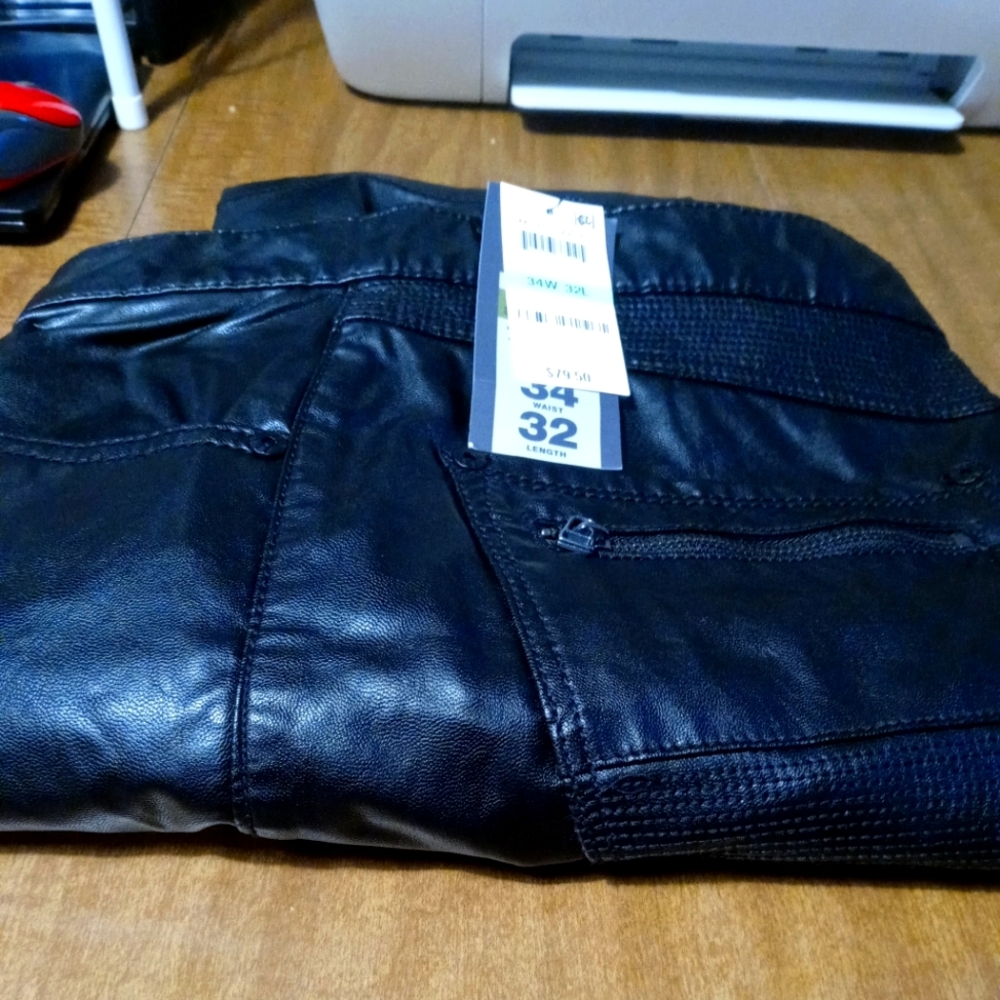 Black leather men's pants